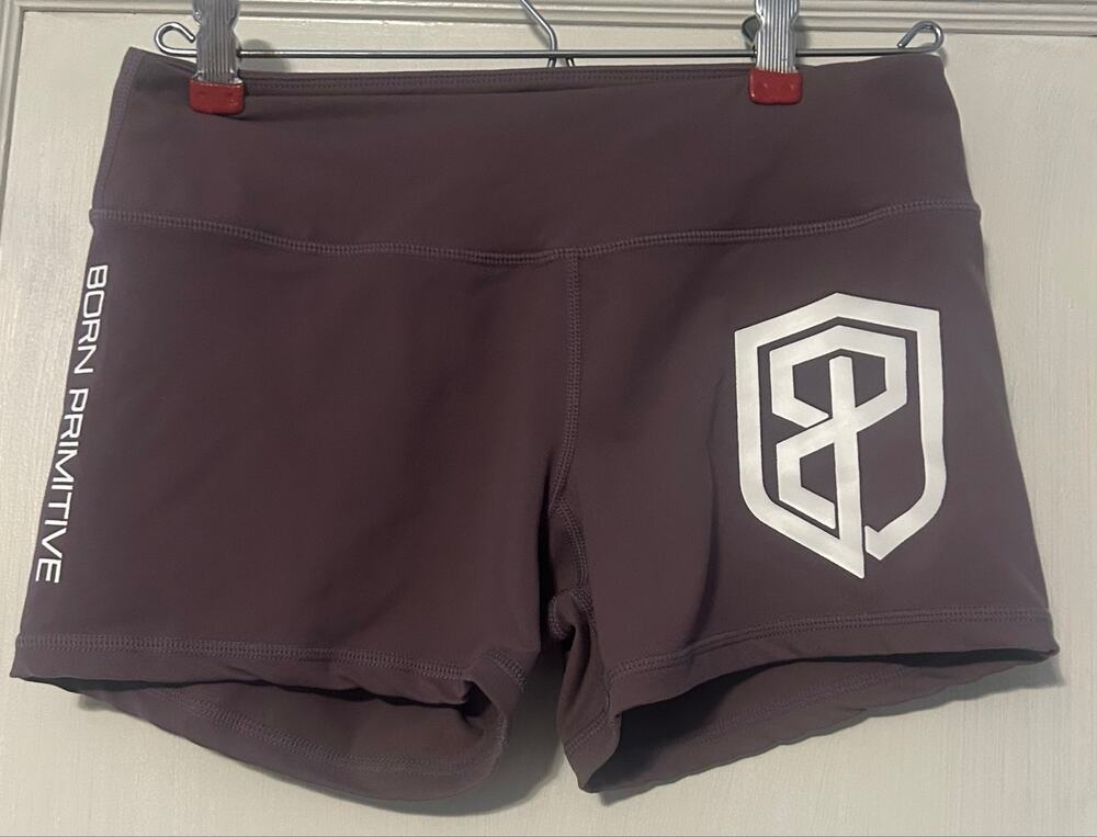 Born Primitive women’s athletic booty shorts mauve gym workout compression small